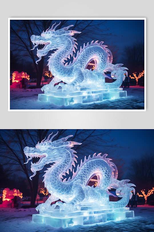 AI数字艺术龙年冰雕雕塑模型-众图网