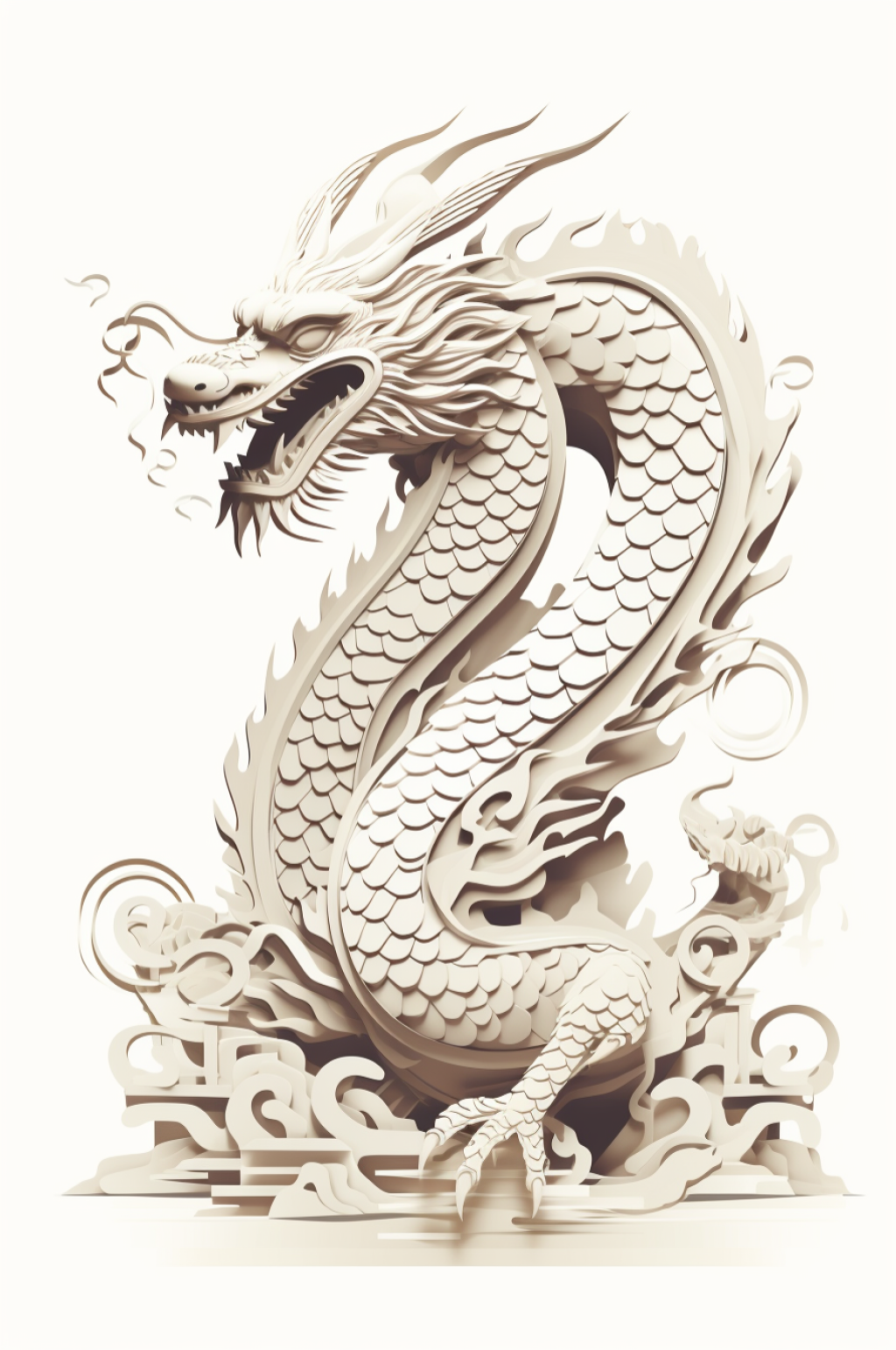 AI数字艺术龙年剪影插画元素素材