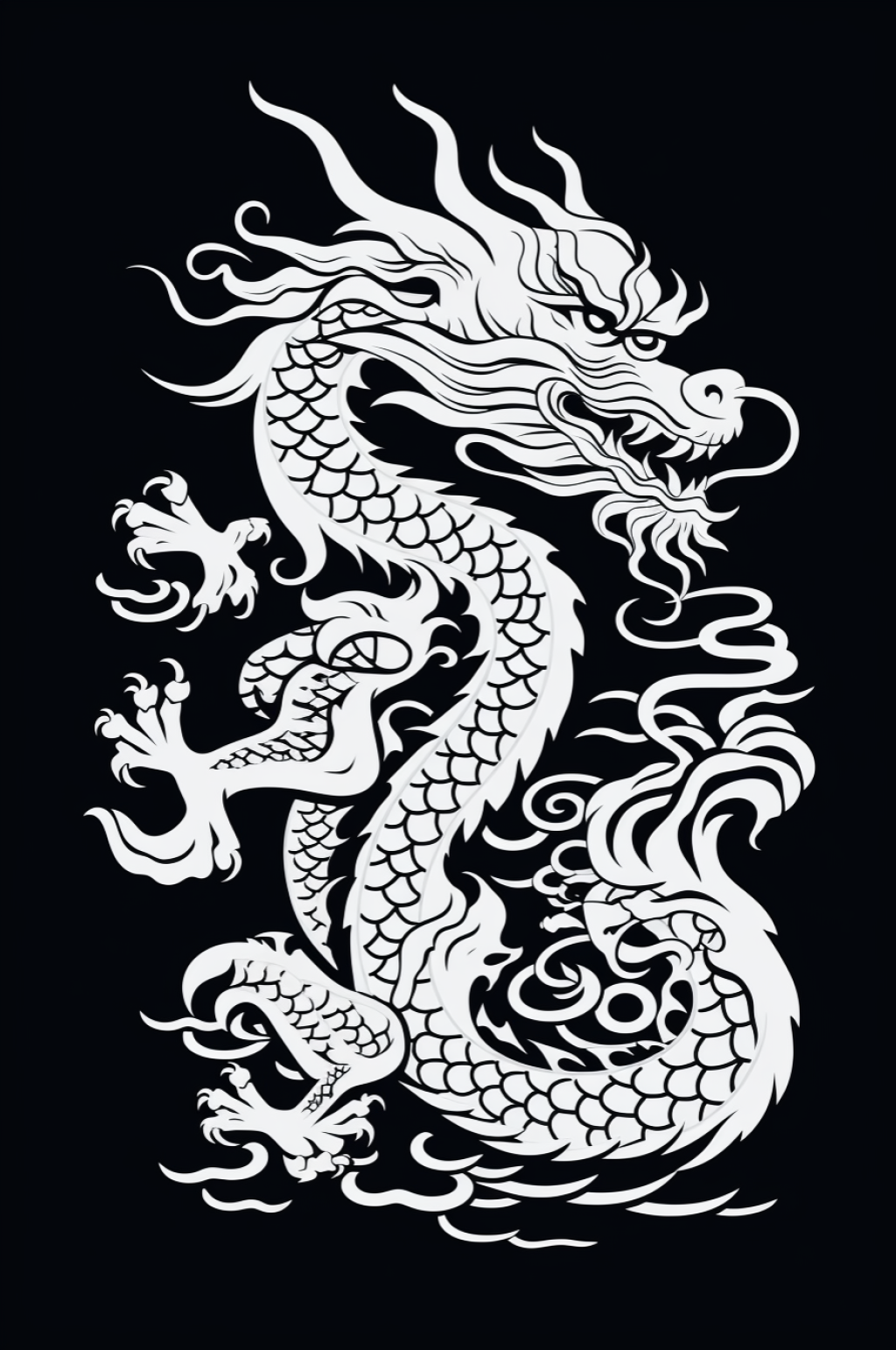AI数字艺术龙年剪影插画元素素材