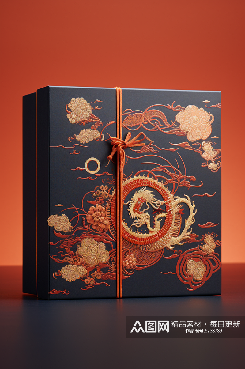 AI数字艺术龙年概念礼盒包装设计素材