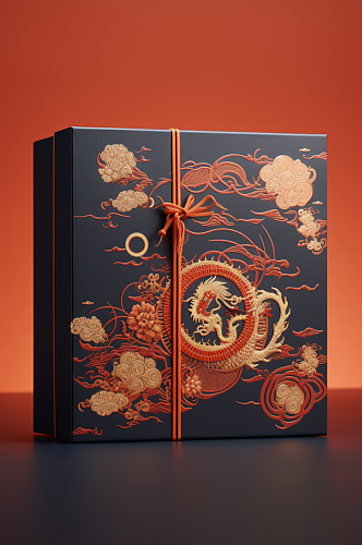 AI数字艺术龙年概念礼盒包装设计
