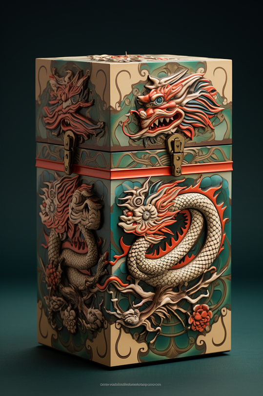 AI数字艺术龙年概念礼盒包装设计-众图网
