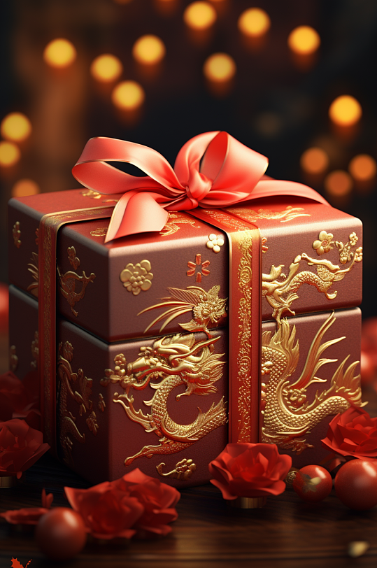 AI数字艺术龙年概念礼盒包装设计-众图网