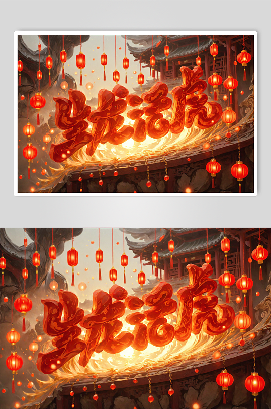 AI數(shù)字藝術(shù)生龍活虎龍年立體字場景模型