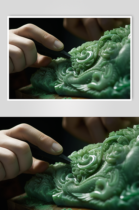 AI数字十二生肖龙玉器古董摄影图