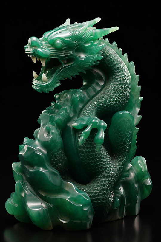 AI数字十二生肖龙玉器古董摄影图