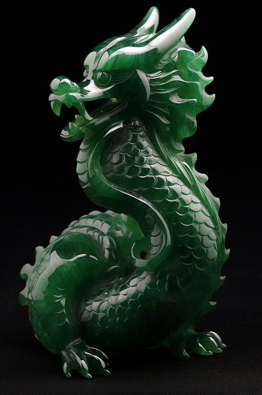 AI数字十二生肖龙玉器古董摄影图