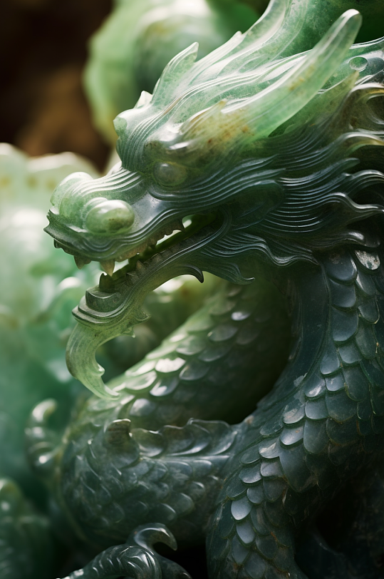 AI数字十二生肖龙玉器古董摄影图