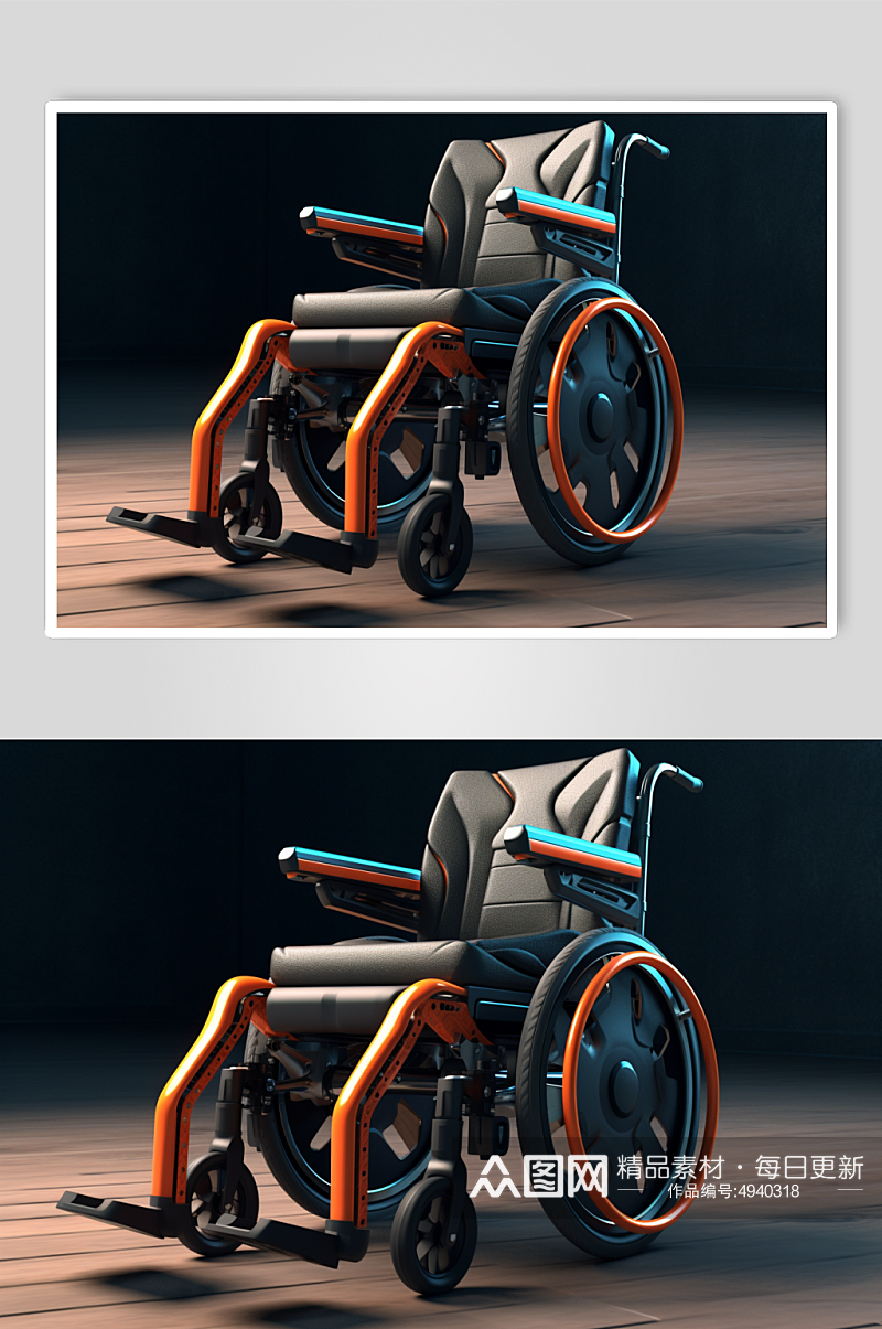 AI数字艺术清晰轮椅医疗仪器摄影图片素材