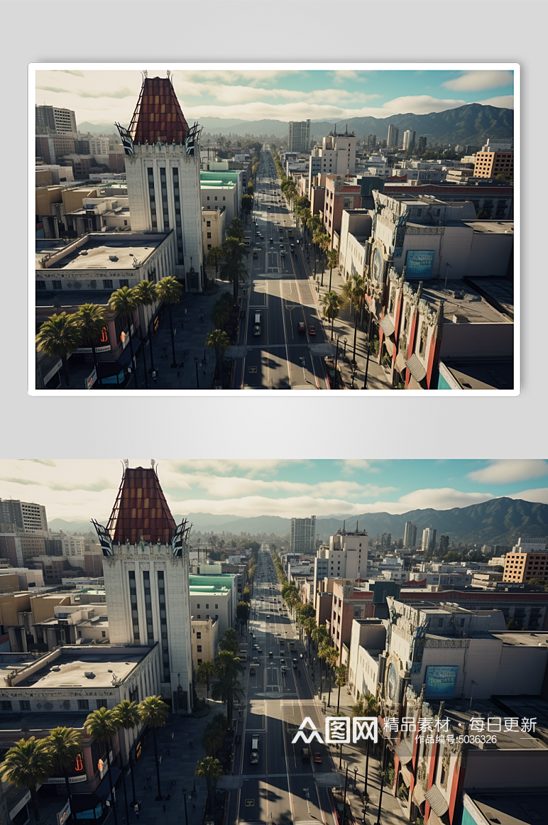 AI数字艺术境外旅游洛杉矶建筑摄影图片素材