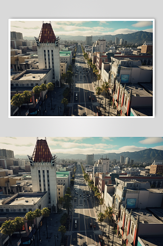 AI数字艺术境外旅游洛杉矶建筑摄影图片