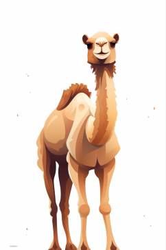 AI数字艺术手绘骆驼动物卡通插画图片