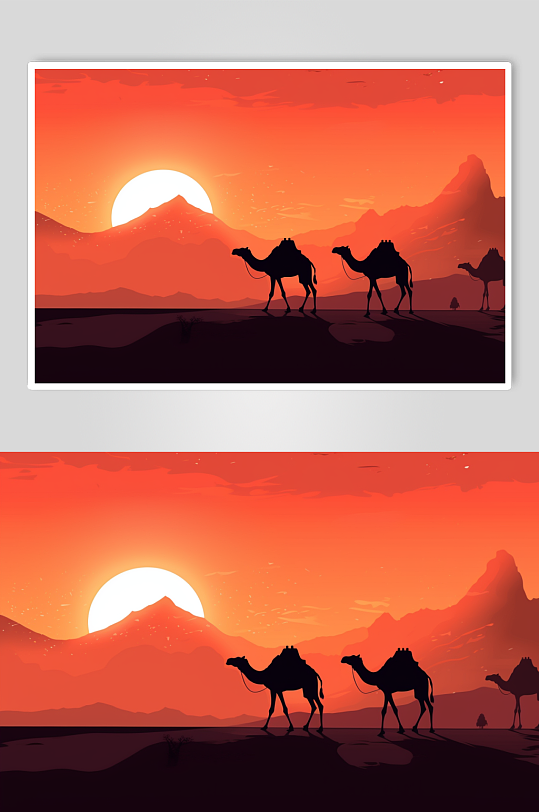 AI数字艺术创意骆驼动物卡通插画图片