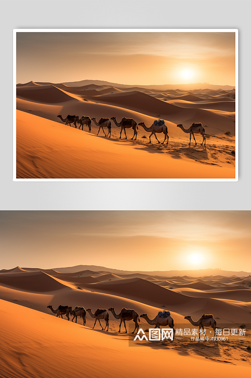 AI数字艺术高清宁夏旅游骆驼在沙漠中行走摄影图片素材