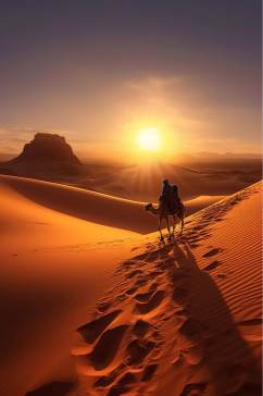 AI数字艺术超清宁夏旅游骆驼在沙漠中行走摄影图片
