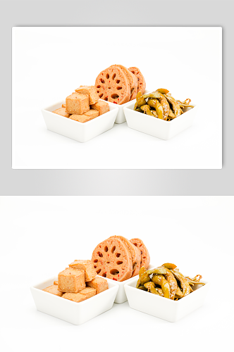 酸辣莲藕毛豆海带结豆腐块卤味美食摄影图片