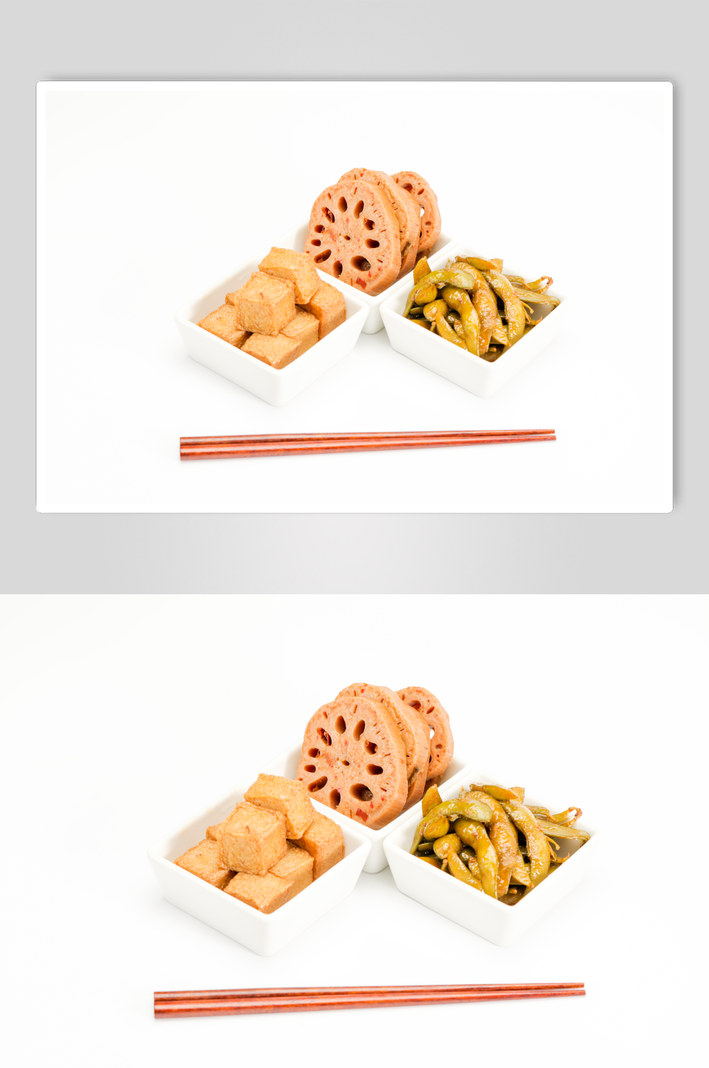 酸辣莲藕毛豆海带结豆腐块卤味美食摄影图片素材