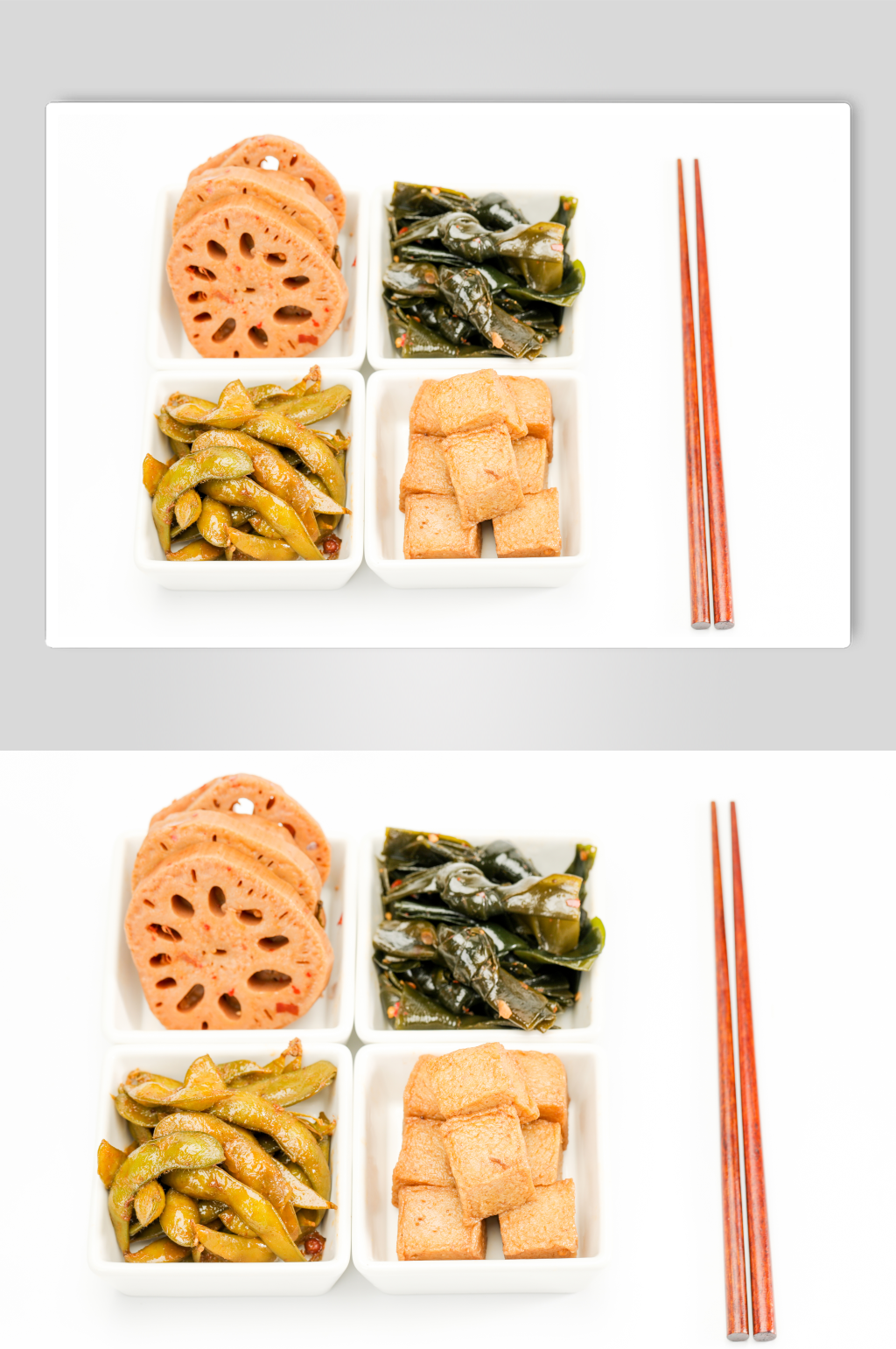 酸辣莲藕毛豆海带结豆腐块卤味美食摄影图片素材