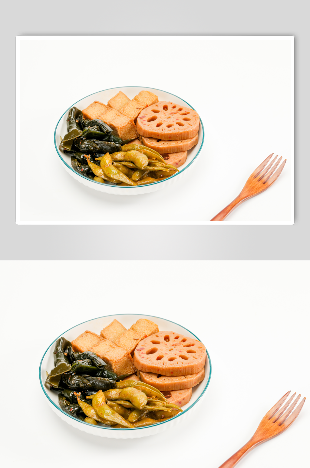 酸辣莲藕毛豆海带结豆腐块卤味美食摄影图片素材