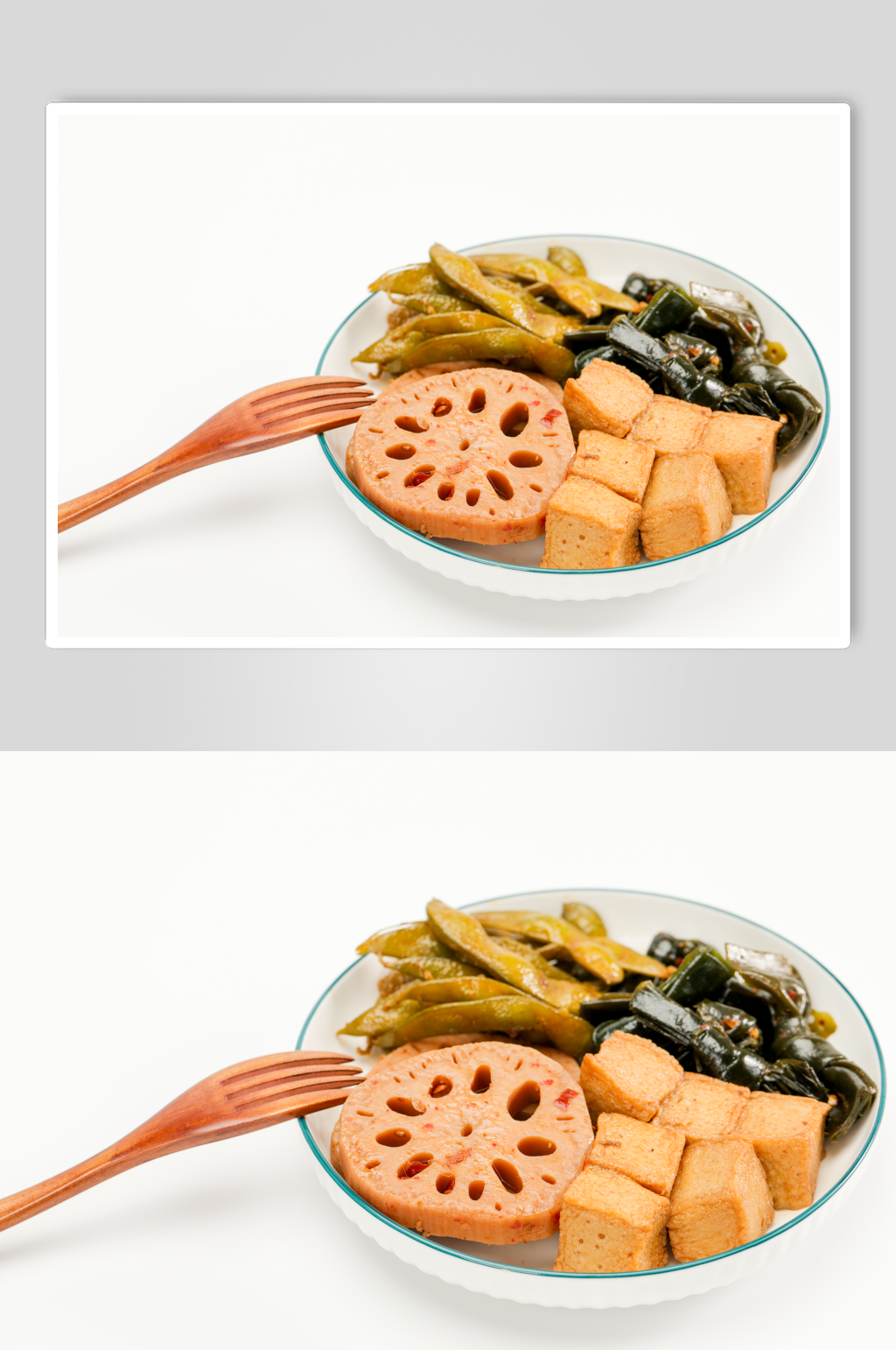 酸辣莲藕毛豆海带结豆腐块卤味美食摄影图片素材