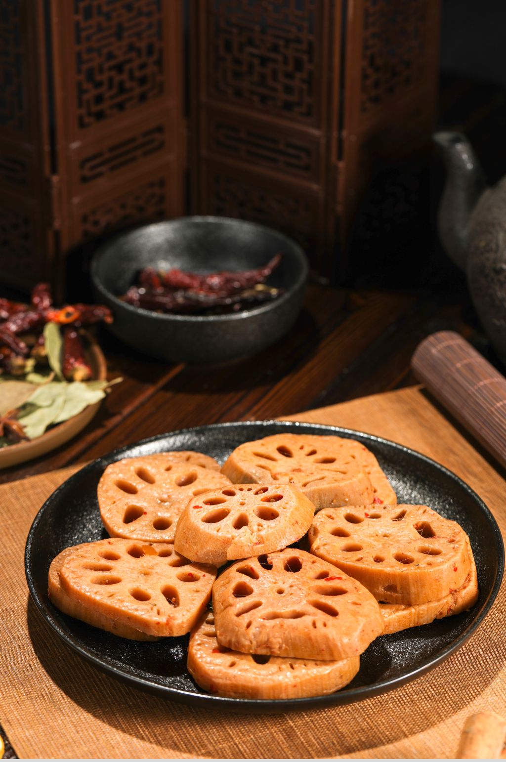 美味酸辣莲藕卤味美食摄影图片素材
