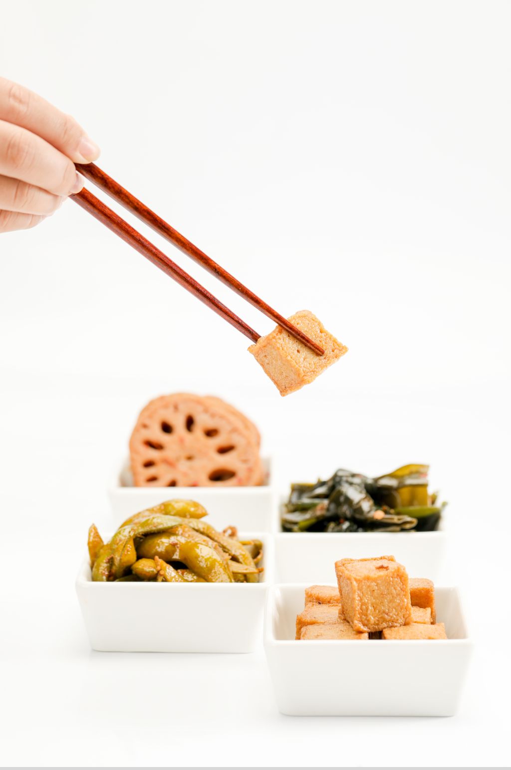 酸辣莲藕毛豆海带结豆腐块卤味美食摄影图片素材