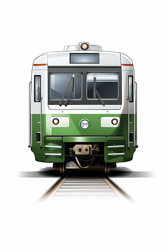 AI数字艺术绿皮火车交通工具图片