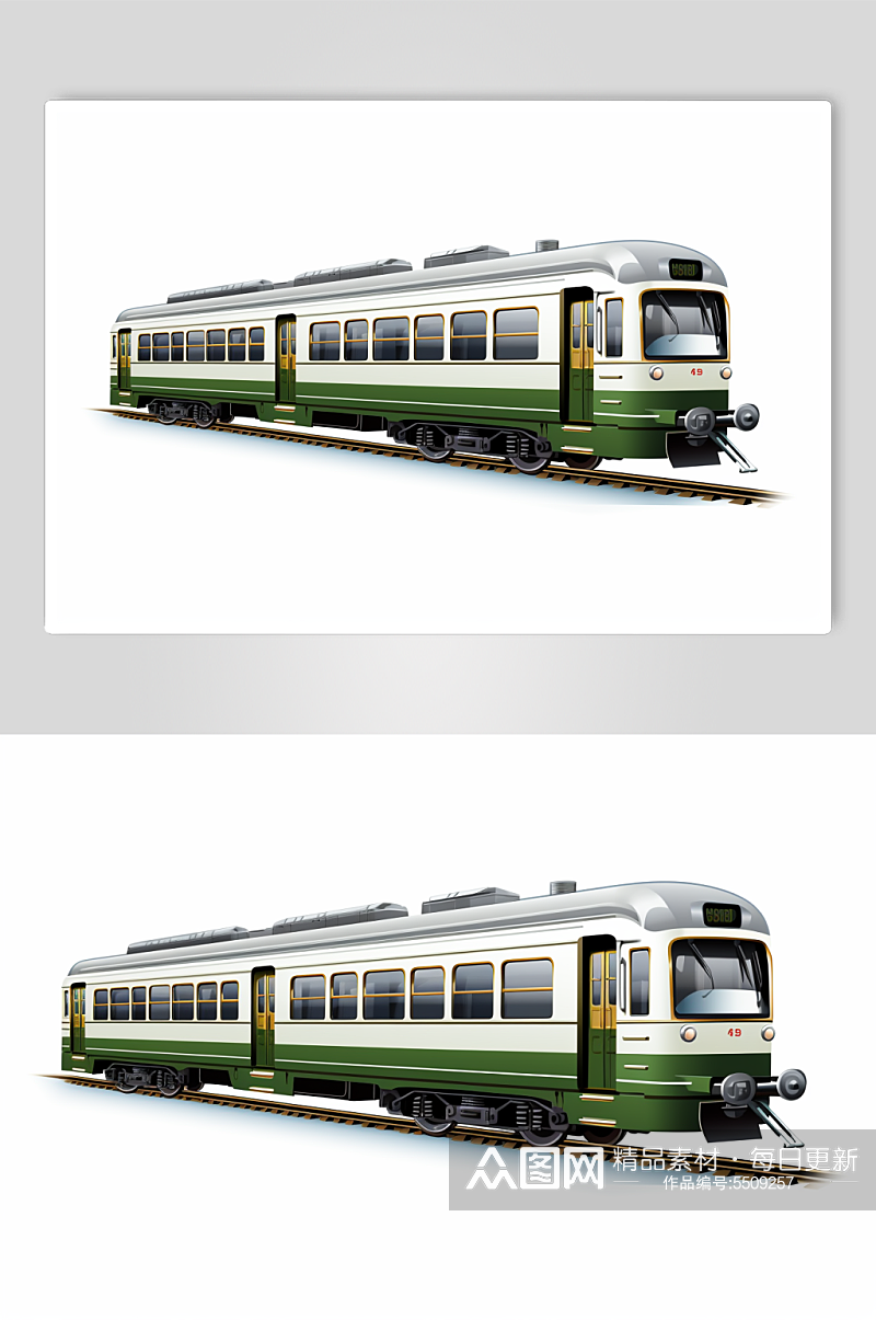 AI数字艺术绿皮火车交通工具图片素材