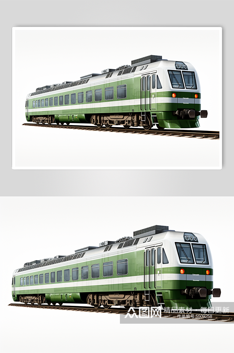 AI数字艺术绿皮火车交通工具图片素材