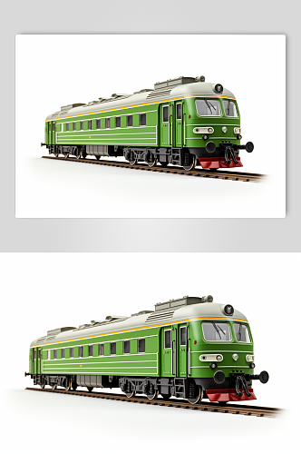 AI数字艺术绿皮火车交通工具图片