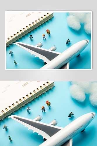 创意微缩小人出行旅游飞机摄影图片
