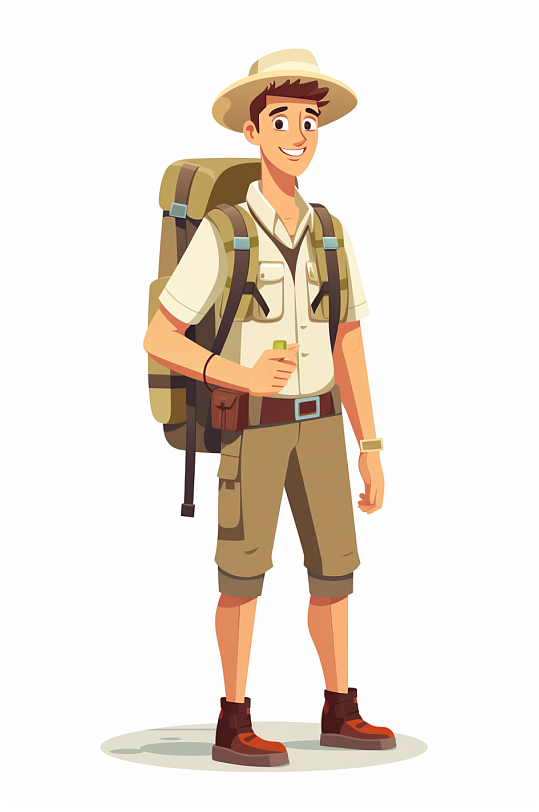 AI数字艺术扁平化休闲旅行人物插画-众图网