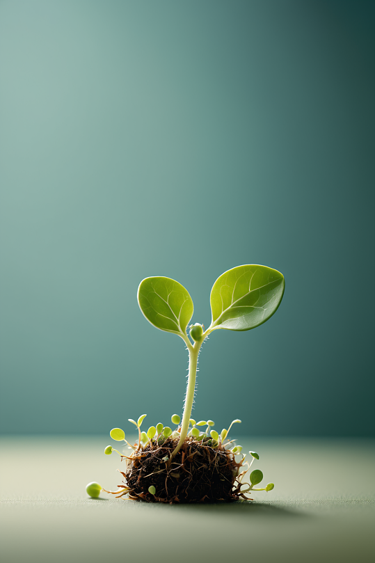 AI数字艺术春季绿叶嫩芽摄影图-众图网