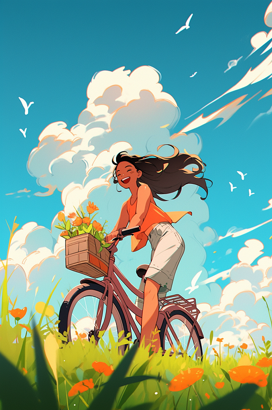 AI数字艺术五一劳动节户外旅游插画-众图网