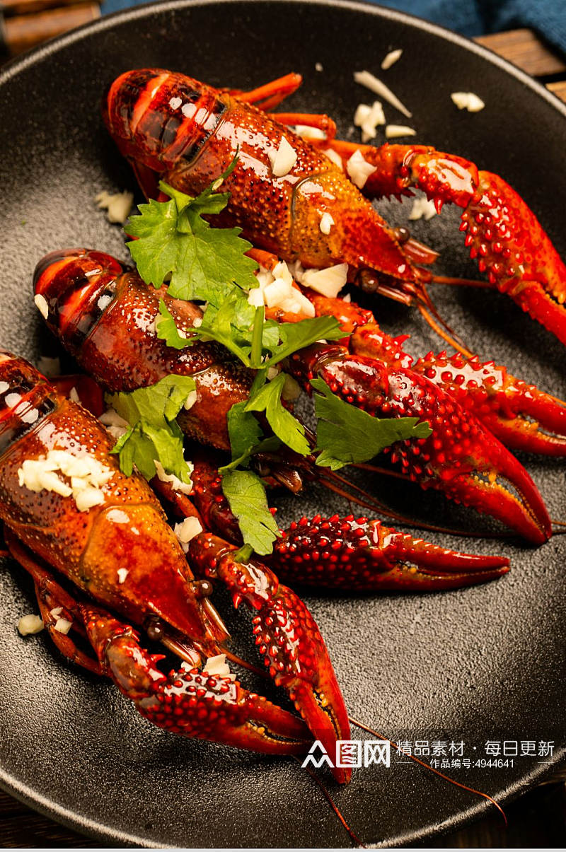 蒜香小龙虾食物小吃美食摄影图片素材