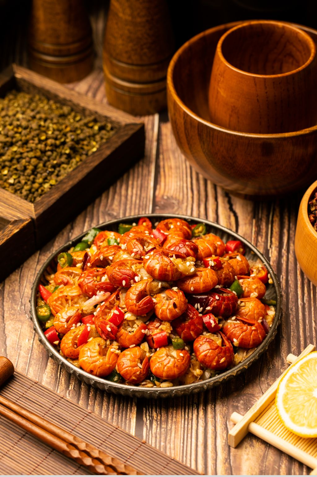 麻辣龙虾尾食物小吃美食摄影图片素材
