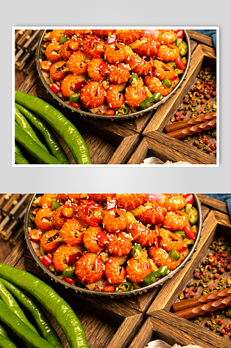 麻辣龙虾尾食物小吃美食摄影图片