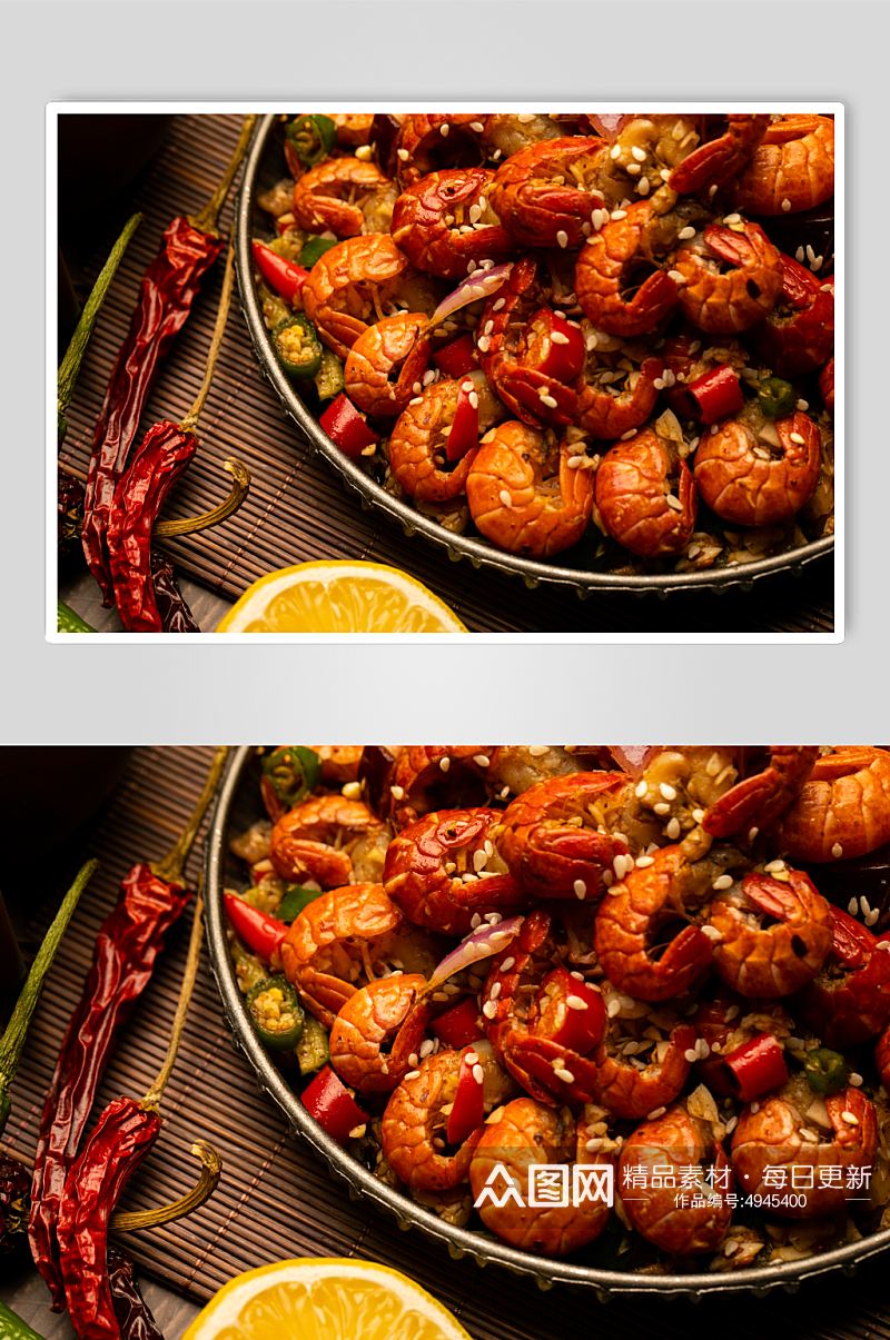 麻辣龙虾尾食物小吃美食摄影图片素材