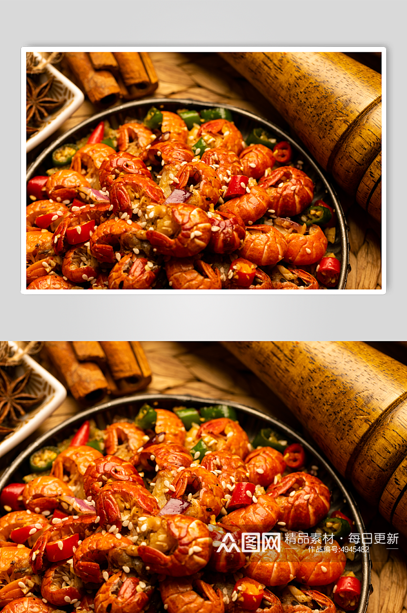 麻辣龙虾尾食物小吃美食摄影图片素材