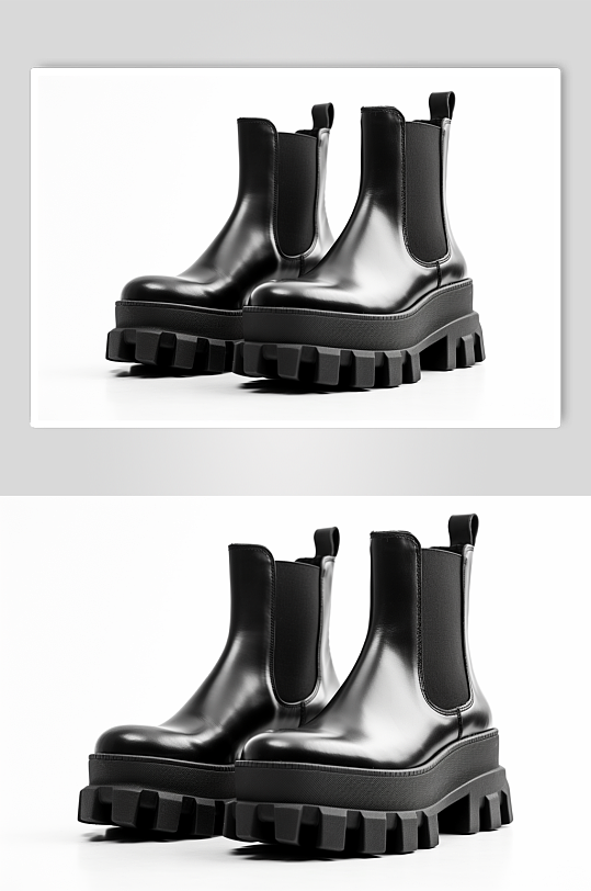 AI数字艺术英伦风黑色马丁靴摄影图片