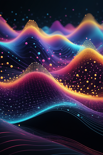 AI数字艺术未来感脉冲波科技背景图