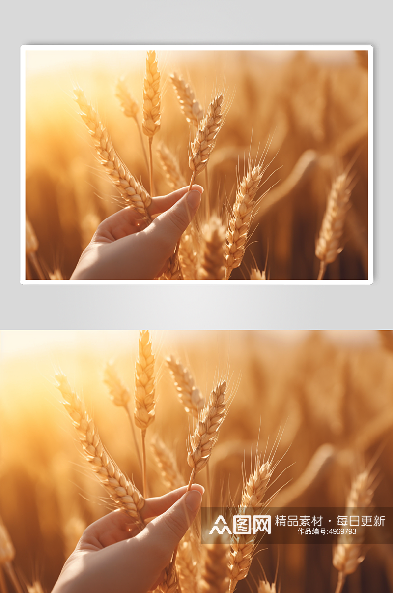 AI数字艺术农村农民手捧麦粒丰收摄影图片素材