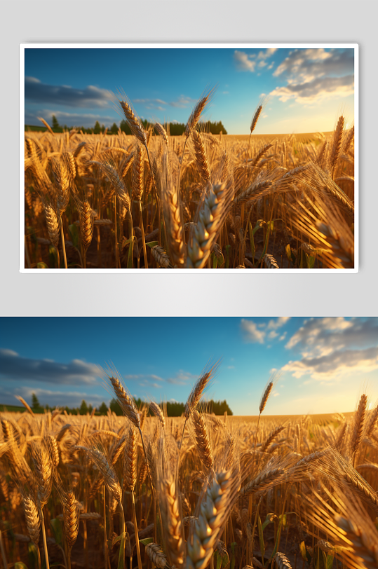 AI数字艺术简约高清麦田金黄麦穗摄影图片-众图网