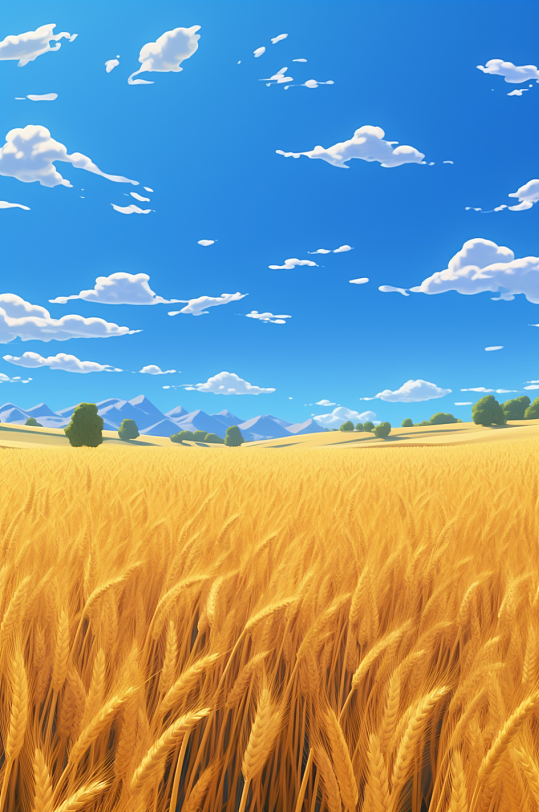 AI数字艺术小麦麦子稻谷稻田摄影图-众图网