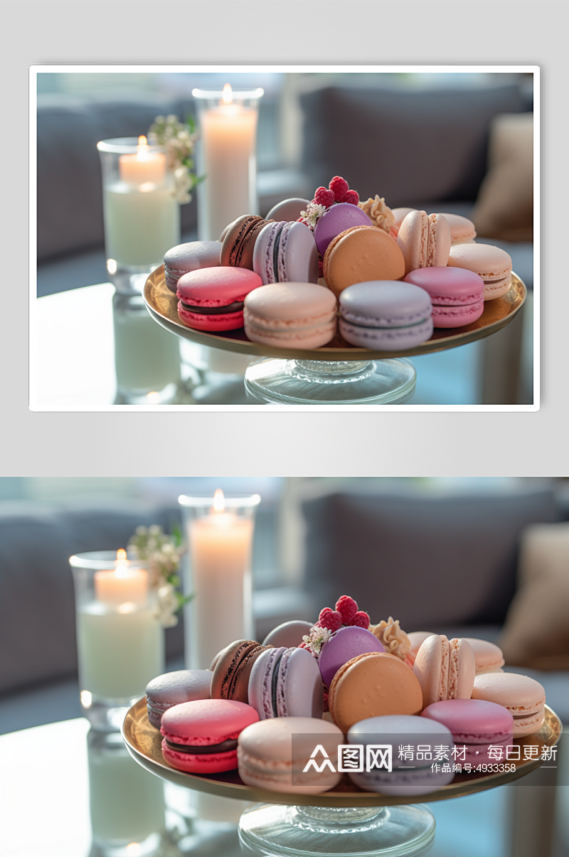 AI数字艺术高清马卡龙蛋糕甜品摄影图片素材