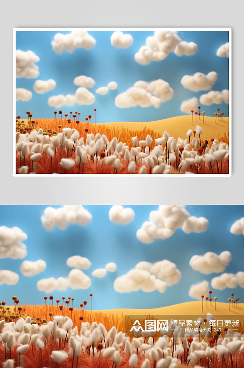 AI数字艺术毛绒风秋季风景插画背景图素材