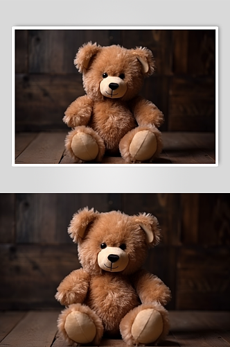AI数字艺术棕色小熊毛绒玩具摄影图片