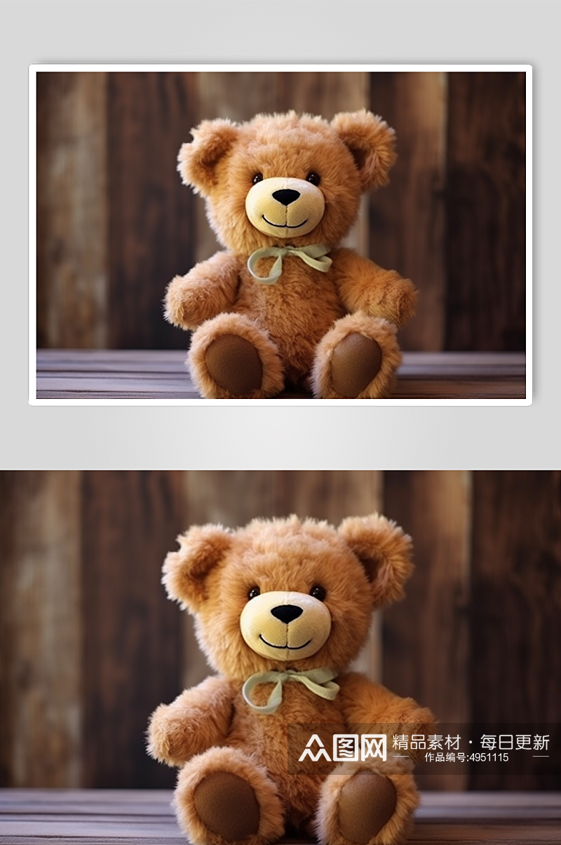 AI数字艺术棕色小熊毛绒玩具摄影图片素材