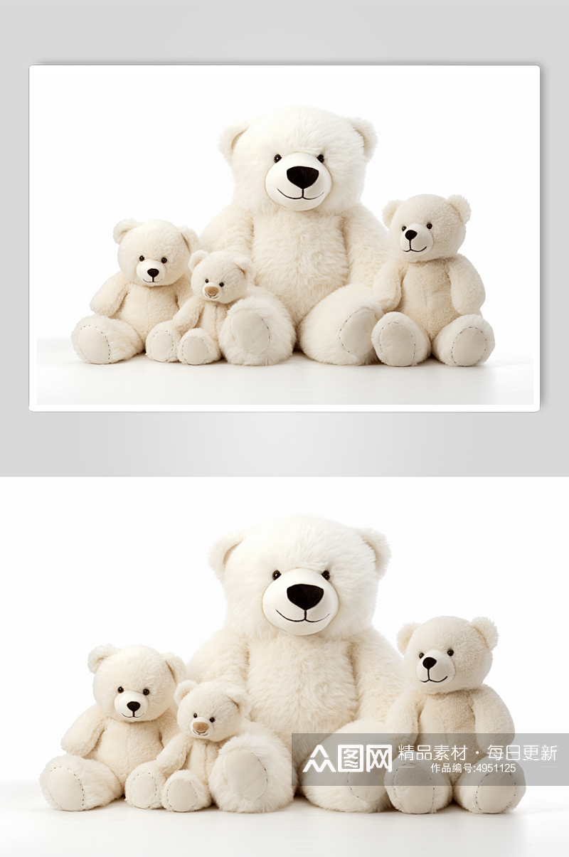 AI数字艺术白色小熊毛绒玩具摄影图片素材