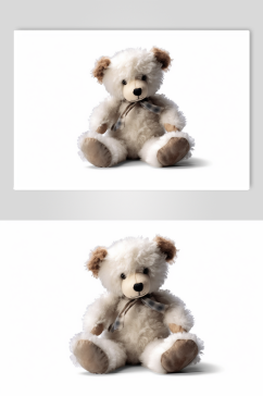 AI数字艺术白色小熊毛绒玩具摄影图片